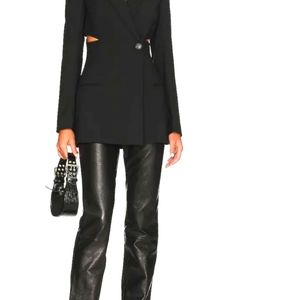 Helmut Lang Lamb skin leather woman's boot cut pants
